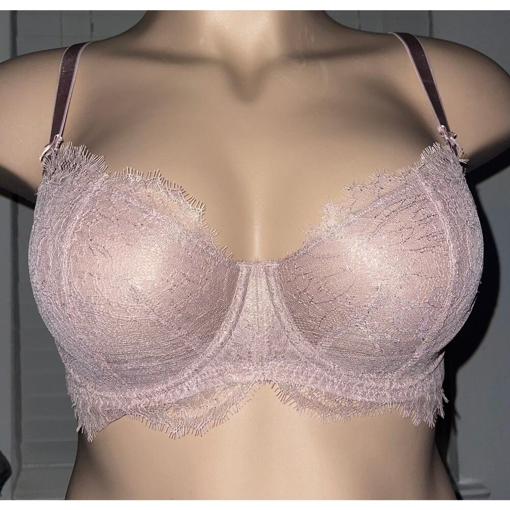 34D PURPLE LUREX LACE VICTORIA'S SECRET DREAM ANGELS UNLINED DEMI BRA